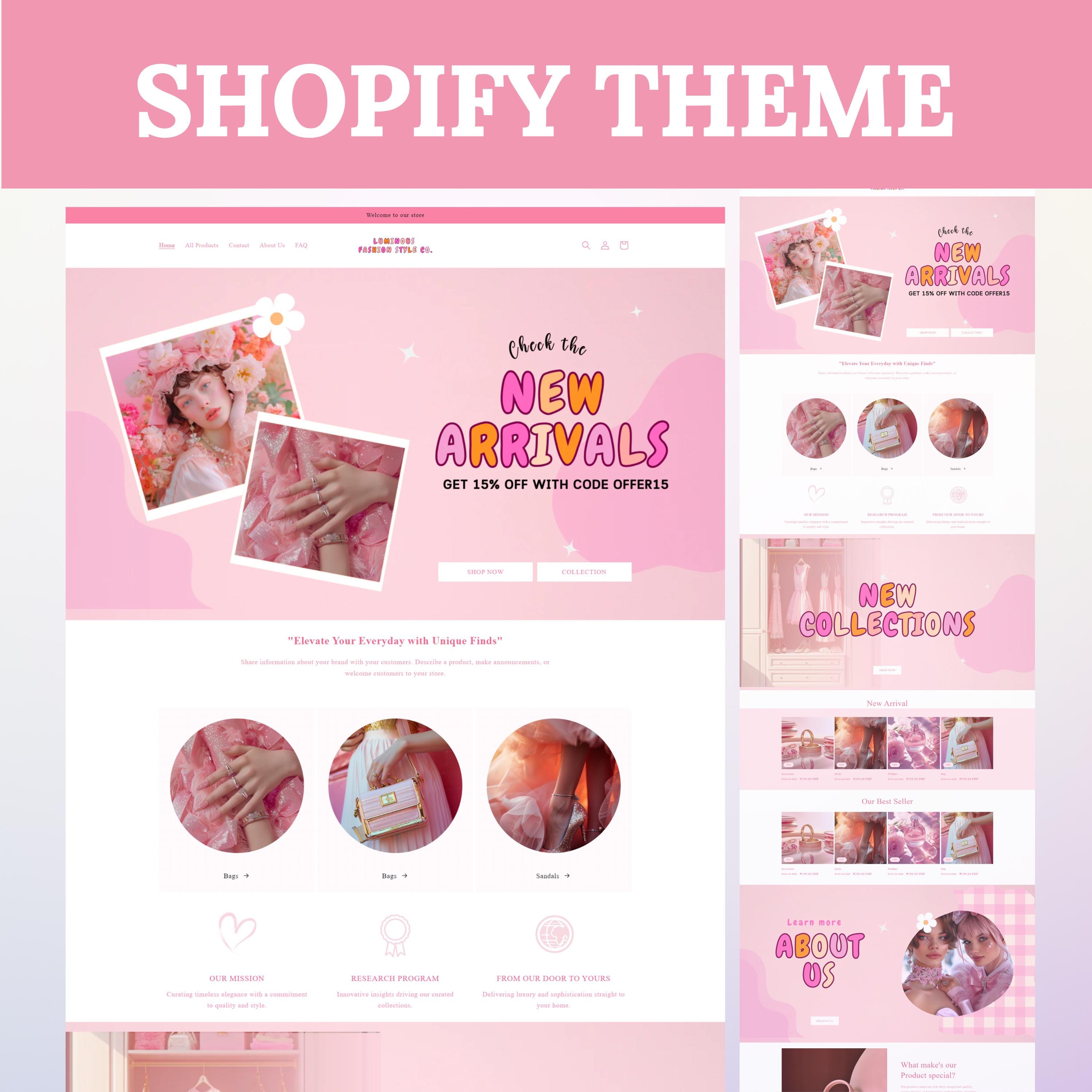 Shopify Theme Website Template for Boutique Shopify Templates Pink