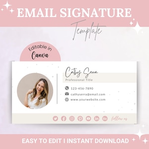 Minimalist Email Signature Template, Small Business Email Design, Email Template in Canva, Canva editable Email signature, Gmail , Outlook