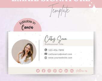 Minimalist Email Signature Template, Small Business Email Design, Email Template in Canva, Canva editable Email signature, Gmail , Outlook