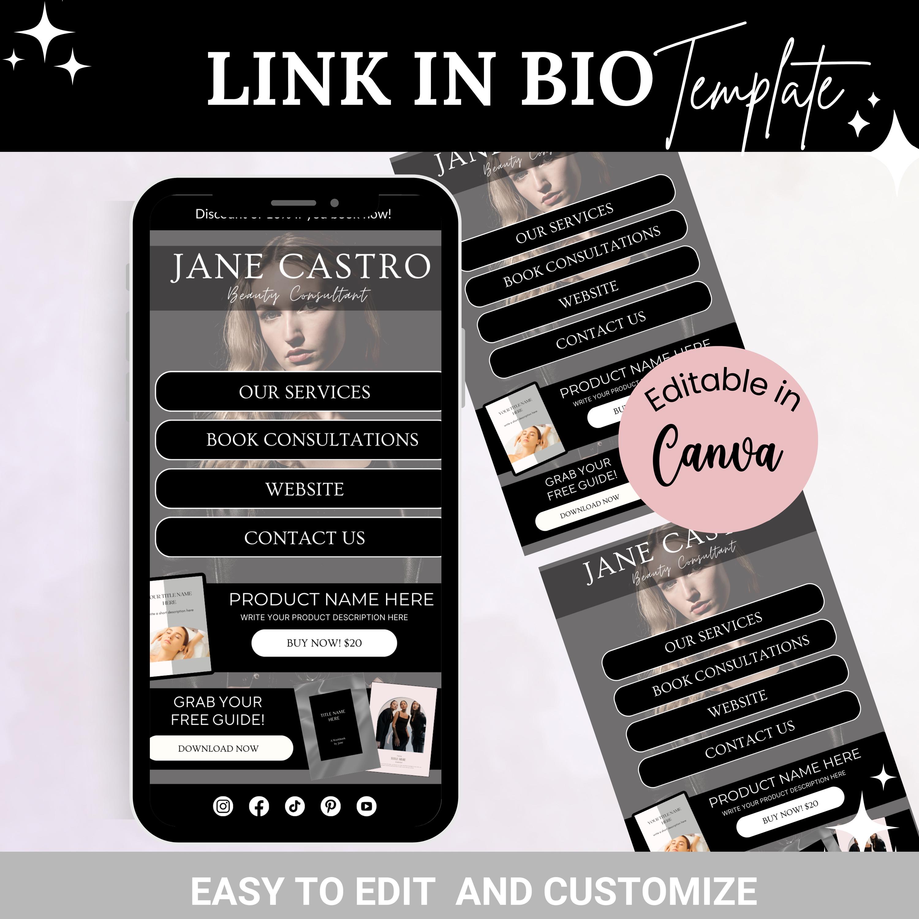 Link in Bio Template, Landing Page, Canva Link in Bio, Instagram Bio ...