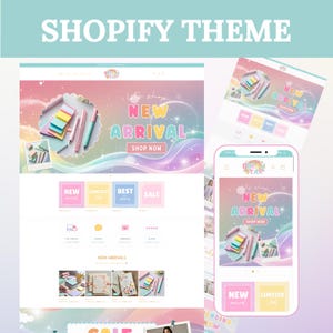 Shopify Theme Pastel, Shopify Website Rainbow for Boutique, Pastel Shopify Templates, Creative Shopify Website Design, Dreamy Shopify Theme