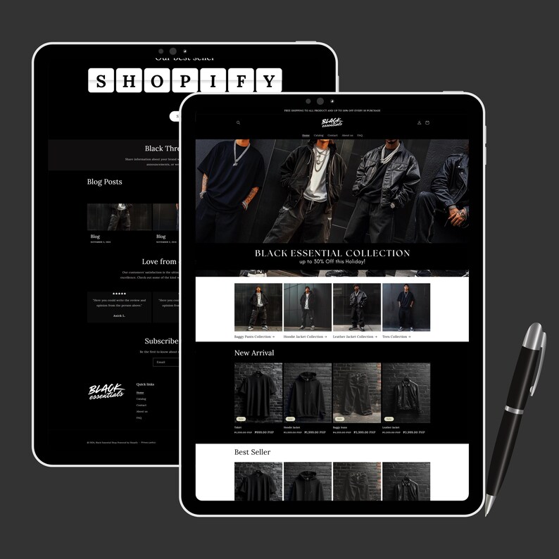 Shopify Plack Shopify Theme Clothing, Shopify Website for Boutique, Black Shopify ...
