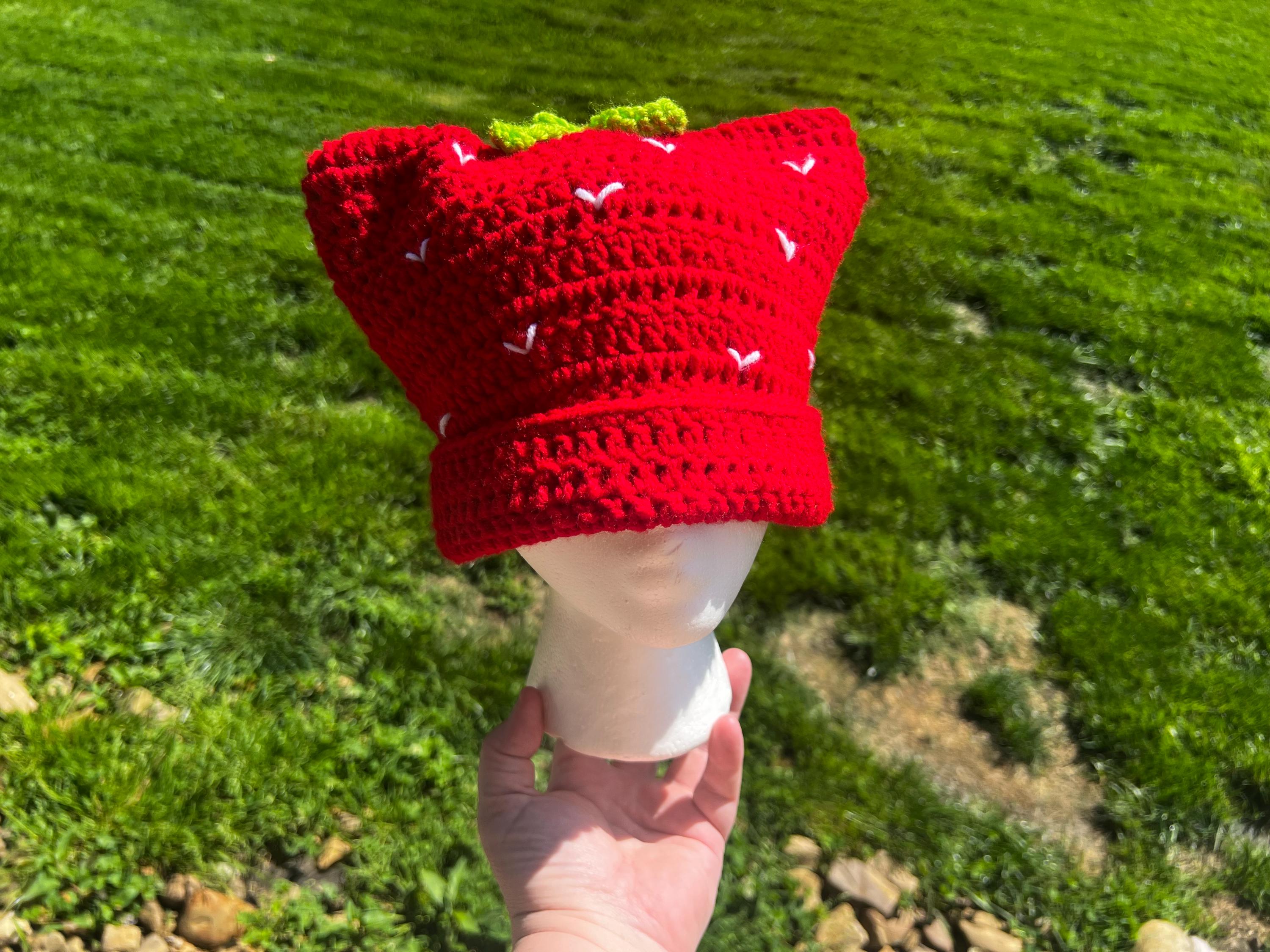 帽子 jiljil STRAWBERRY STAR CAT BEANIE yolrdiw Women's Cute Cat Ears Beanie Y2k Striped Crochet Hat