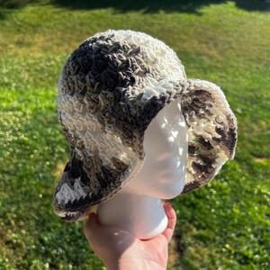 Handmade Crochet Bucket Hat: Cotton Granny Stitch Brown Ombré Boho Beachwear