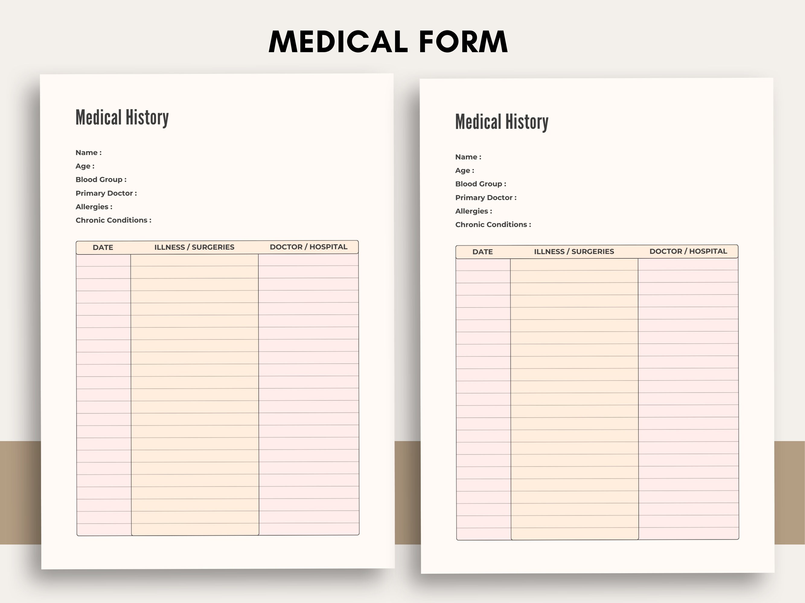 Medical History Planner Sheet, Medical History Form Printable, Family ...