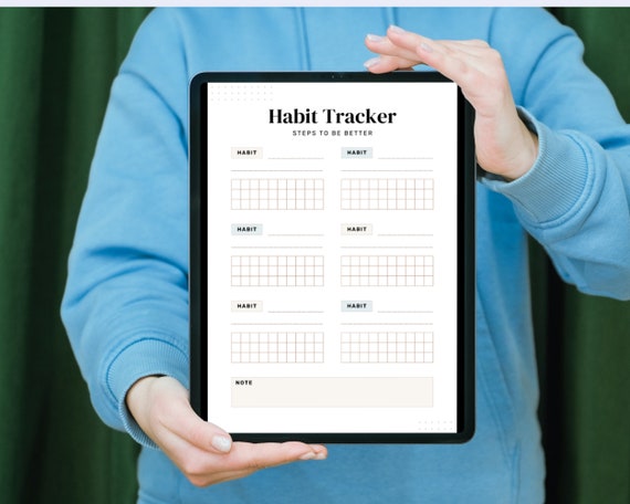 Modern Habit Tracker Checklist Planner Clean Design Daily Goal Planner Productivity Organizer Etsy