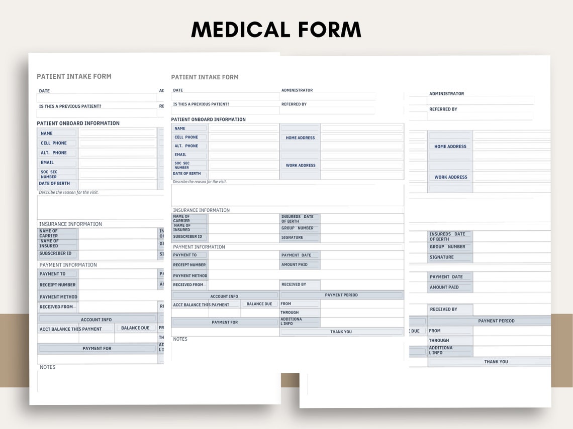 Patient Intake Form, - Etsy
