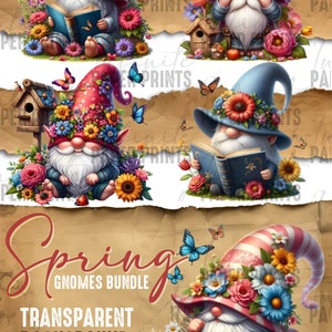 Spring Gnome Clipart Bundle, Garden Clipart, Spring Gnome Png Graphics ...