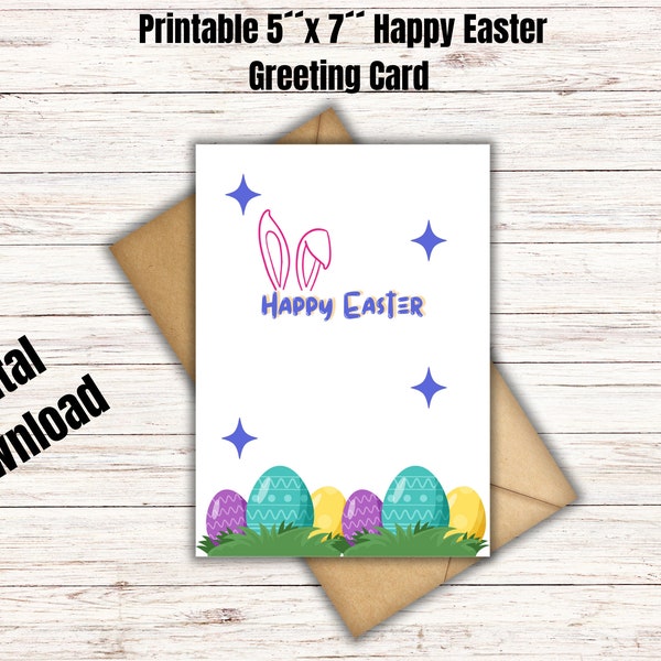 Happy Easter Greeting Card, Digital Download, Printable Easter Download, Greeting Card, Gift Card,