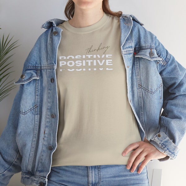 Unisex Positive T-Shirt / Think Positive T-Shirt / 100 % Baumwolle / Handbedruckt / Nachhaltig & Fairtrade / Self-Care / Self-Love