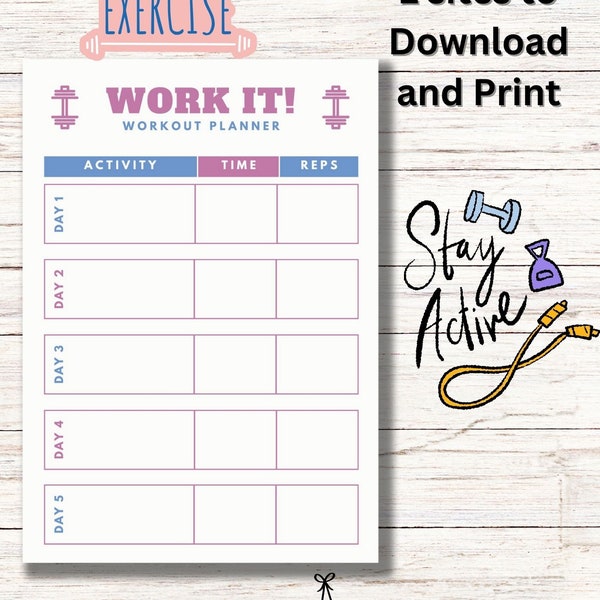 Digital Workout Planner A4, Printable Workout Planner A4, Download Workout Planner, Fitness-Planer | Fitnessplaner | Trainingsplaner