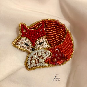 Handmade Sleeping Fox Brooch ,For Animal Lovers