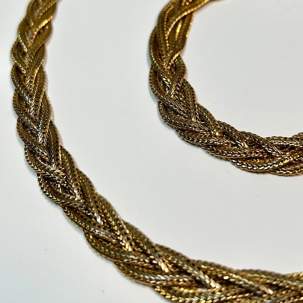 Gold Costume Matching Woven Chain Necklace and Bracelet