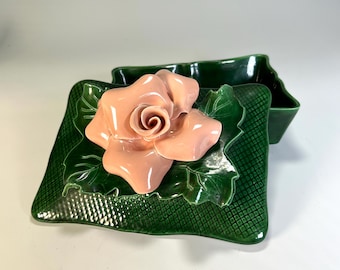 Pink Rose Cali Crown Calif Vanity Trinket Cigarette Box