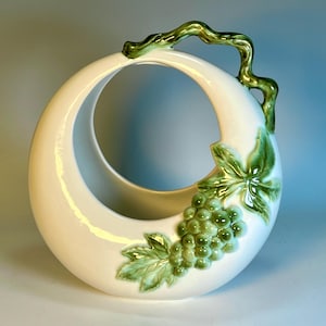 Hull Pottery Moon Basket Planter from Vintage MCM Tokay Grape Collection -B