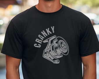 Mens Fishing Shirt, Funny Fishing Tshirt, Fishing Gift for Dad, Fisherman Gifts, Fathers Day Shirt, Cranky Reel Graphic,Joke Fishing Apparel
