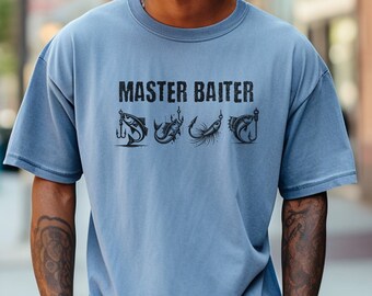 Mens Funny Fishing Shirt, Father's Day Gift for Fisherman, Fishing Gear Apparel, Bachelor's Shirt, Fun Bachelor Party Tshirt, Master Baiter