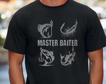 Mens Funny Fishing Shirt, Father's Day Gift, Fishing Gear Apparel, Bachelor's Shirt, Distressed Fisherman Party Tshirt, Master Baiter