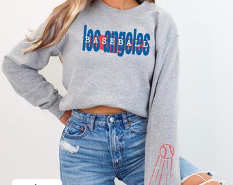 LA honkbalsweater, Los Angeles Game Day ronde hals, honkbalmerchandise, cadeau voor honkbalfan, L.A. Apparel, Los Angeles baseballmerchandise
