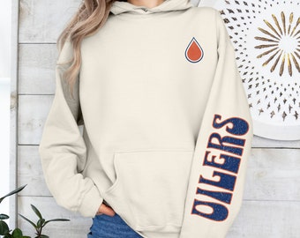 Oilers Hockey Hoodie, Edmonton Hockey Sweatshirt, Vintage Oilers Pullover, Gift for Hockey Fan, Game Day Apparel, Retro Hockey Gear