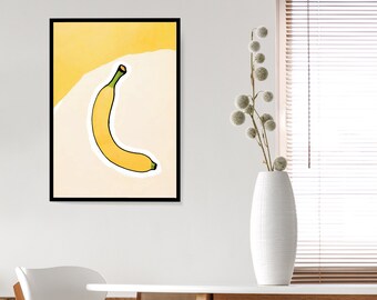 decorative poster, wall art, banana wall poster, abstract art, kitchen decor