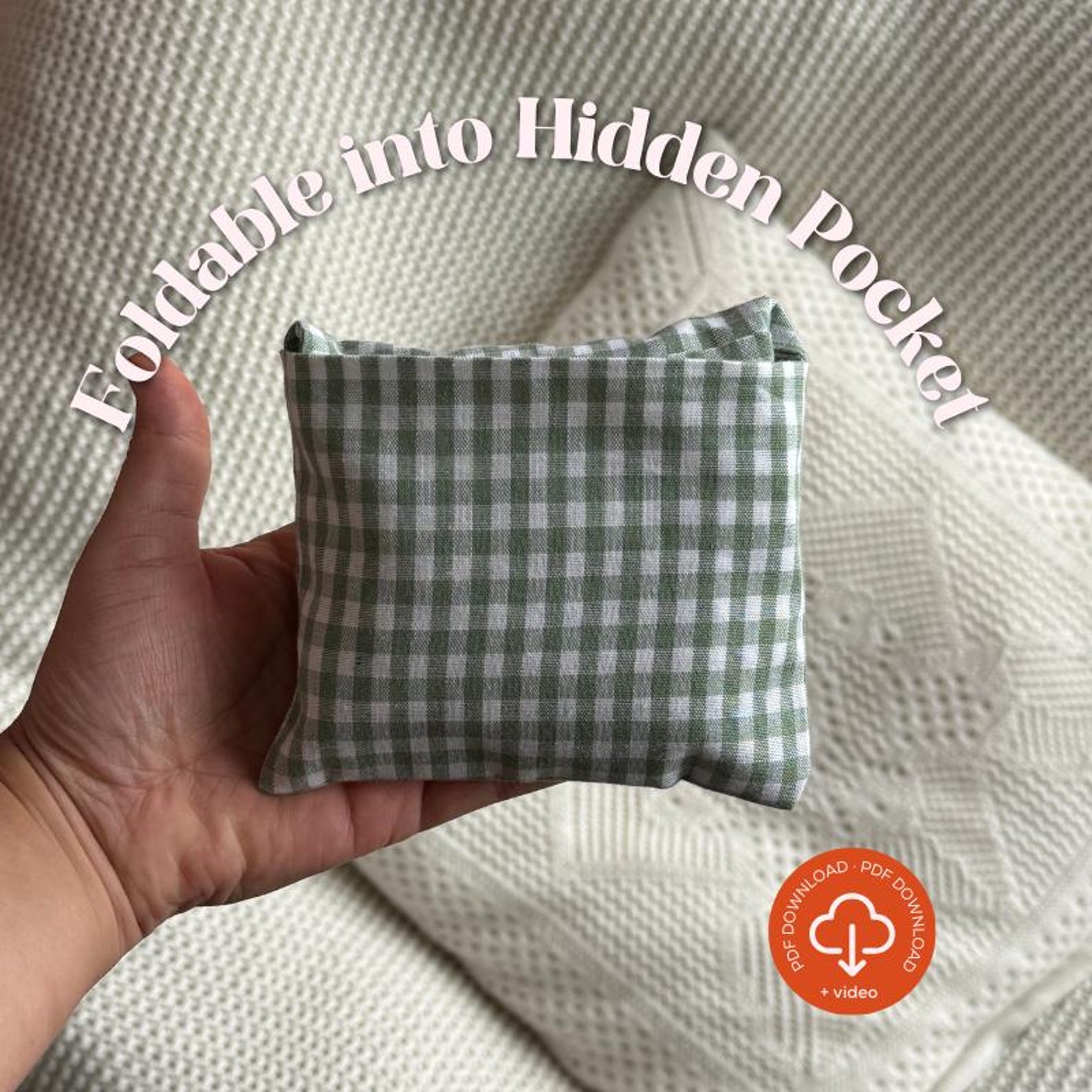Foldable Reusable Shopper Tote Bag With Pocket: PDF Sewing Pattern With ...