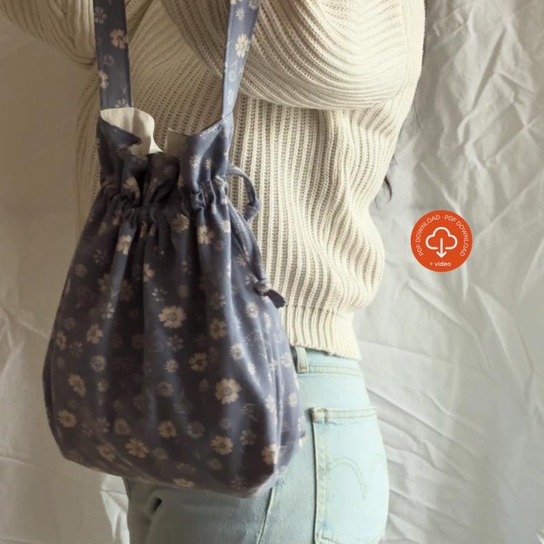 Drawstring Tote Bag PDF Sewing Pattern: Beginner-friendly Crossbody or ...