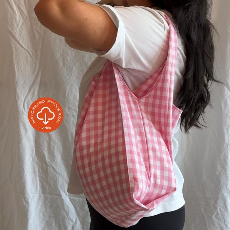 Foldable Reusable Shopper Tote Bag With Pocket: PDF Sewing Pattern With ...