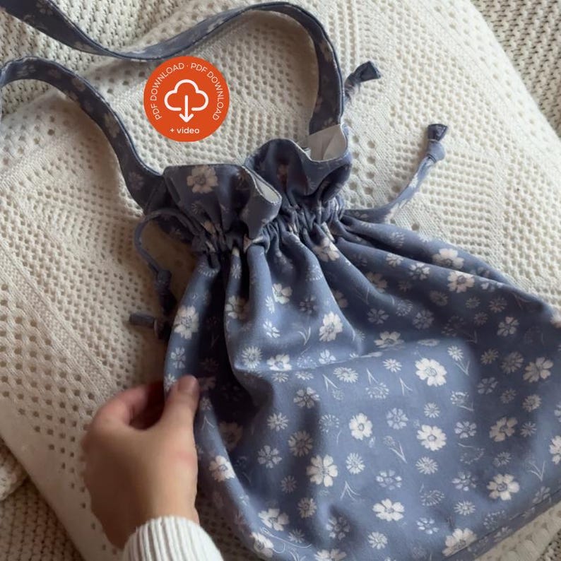 Drawstring Tote Bag PDF Sewing Pattern: Beginner-friendly Crossbody or ...