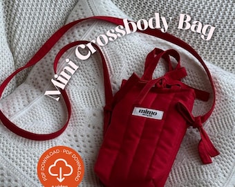 Mini Crossbody Bag PDF Sewing Pattern: Beginner-Friendly Phone Purse with Bow (Video Tutorial Included)