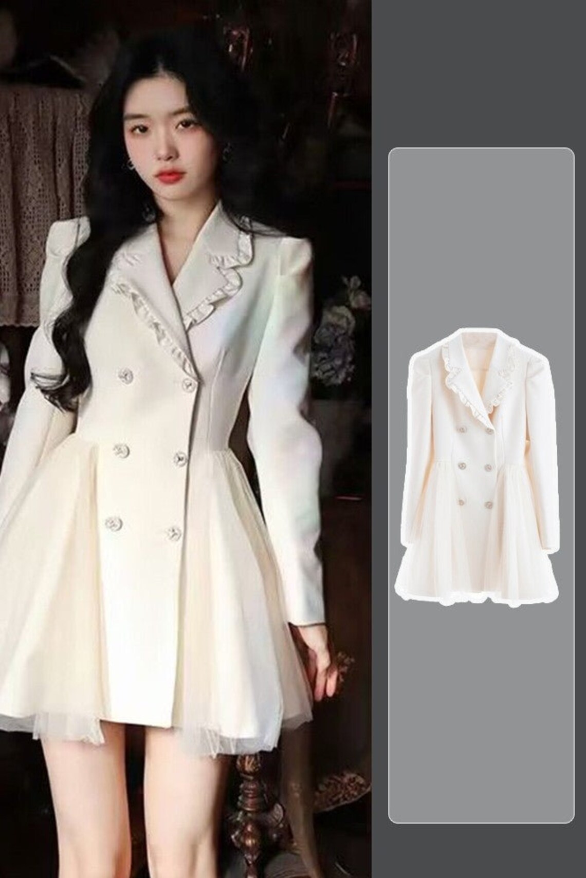 White Jacket Dress Waist up Short Skirt Jacket Dress Classy Dress ...