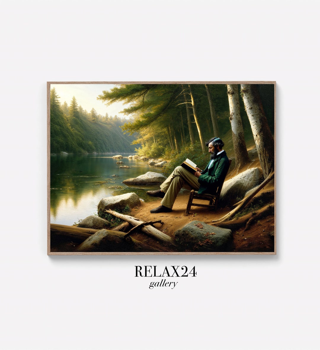 Engrossed in Reading PRINTABLE Digital Download Vintage Nature Decor Wall Art Thoreau's Walden ...