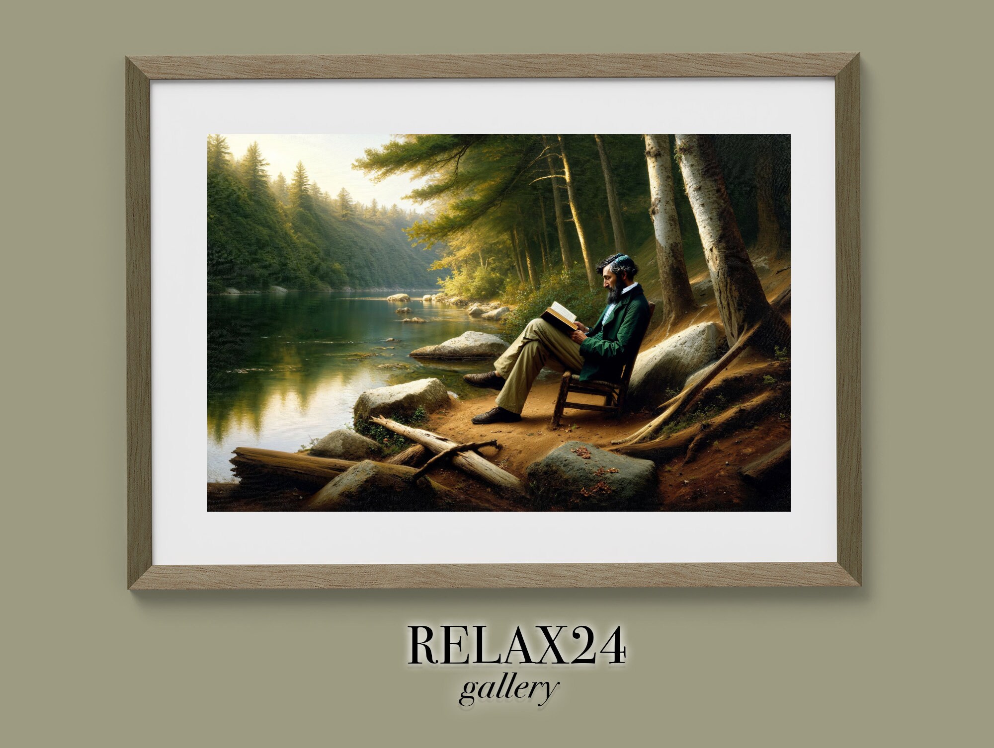 Engrossed in Reading PRINTABLE Digital Download Vintage Nature Decor Wall Art Thoreau's Walden ...