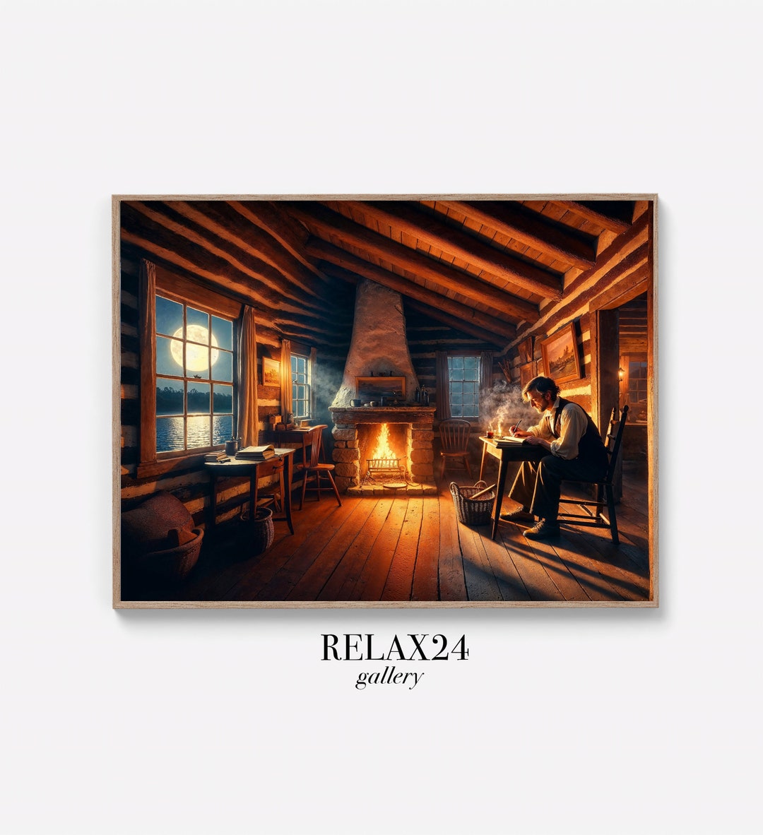 Cabin Moon PRINTABLE Digital Download Vintage Nature Decor Wall Art Thoreau's Walden Relax24 ...