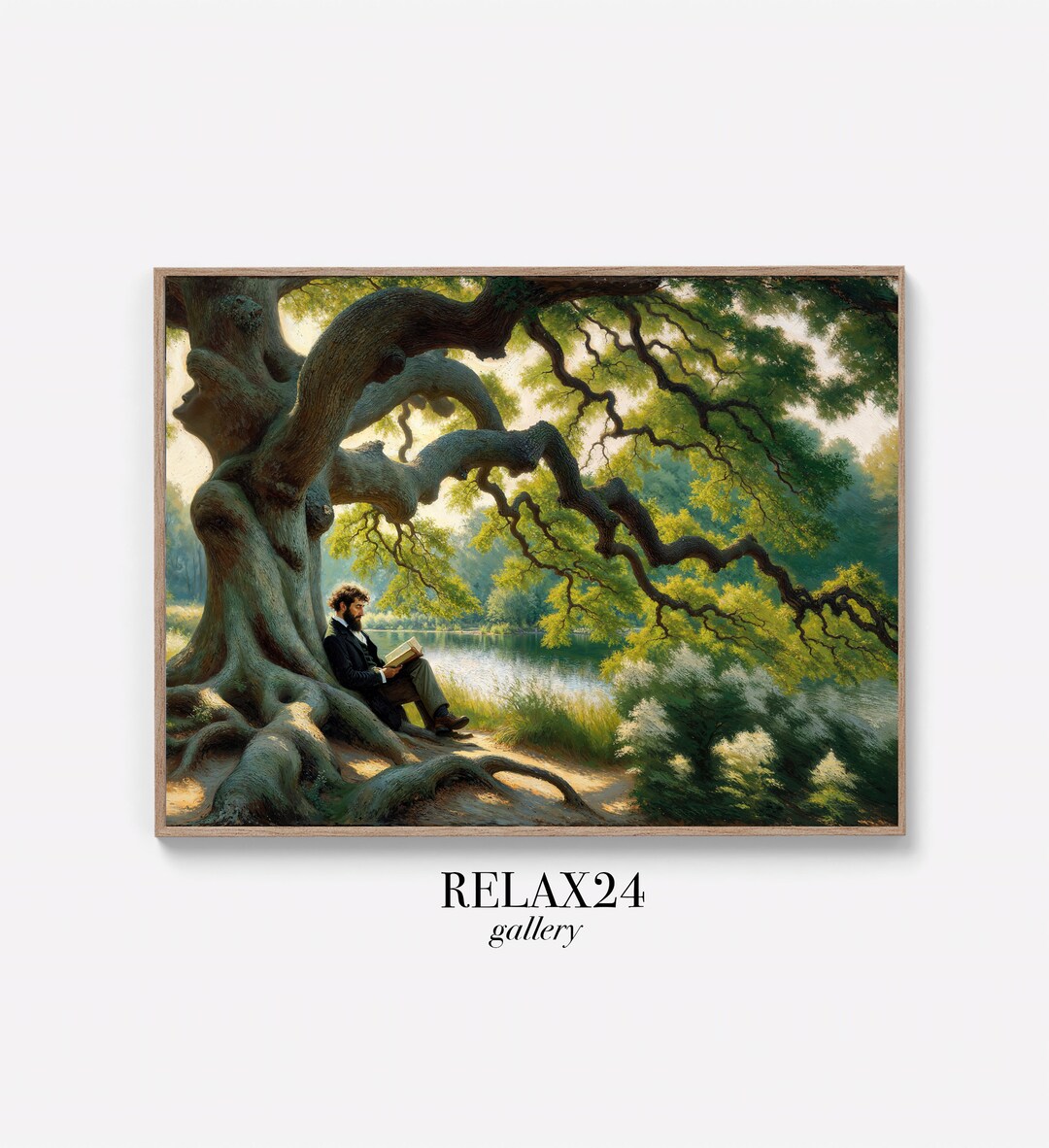 Under Tree Reading PRINTABLE Digital Download Vintage Nature Decor Wall Art Thoreau's Walden ...