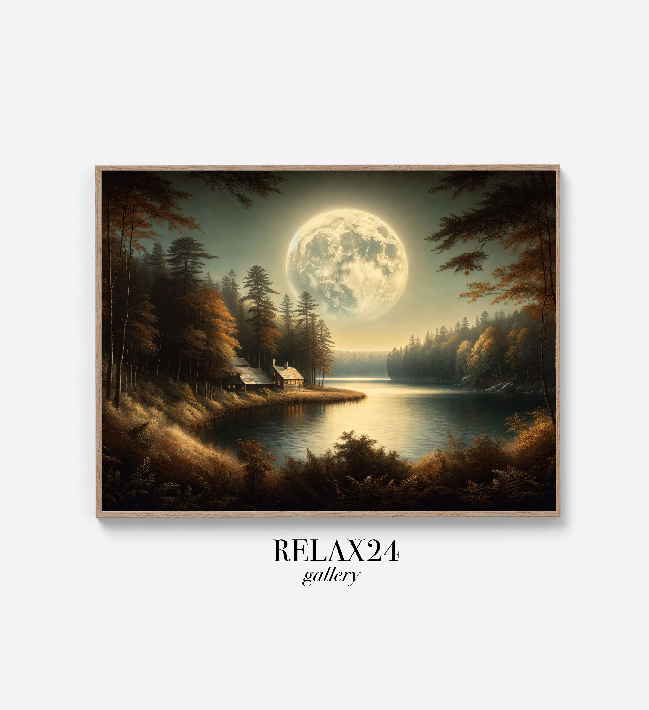 Harvest Moon PRINTABLE Digital Download Vintage Nature Decor Wall Art ...