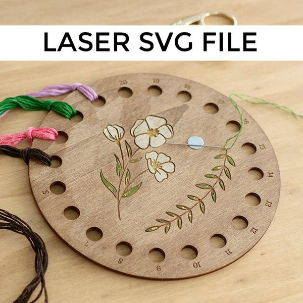 Thread Organizer SVG file, Embroidery Keeper for 20 strands, Needle Minder Included, DIY Laser Cut, CNC or Cricut