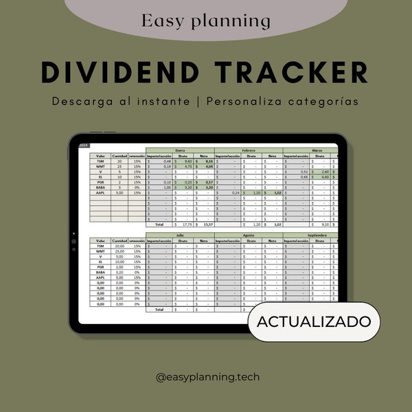 Dividendcontrole - Excel-sjabloon om aandelen bij te houden die dividend uitkeren met een jaarlijks overzicht, uw hulpmiddel als u een belegger bent.