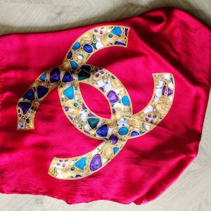 Chanel Vintage 100% Silk Scarf Large