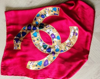 ヴィンテージシルクスカーフ、シャネルヴィンテージシルクスカーフ33 x