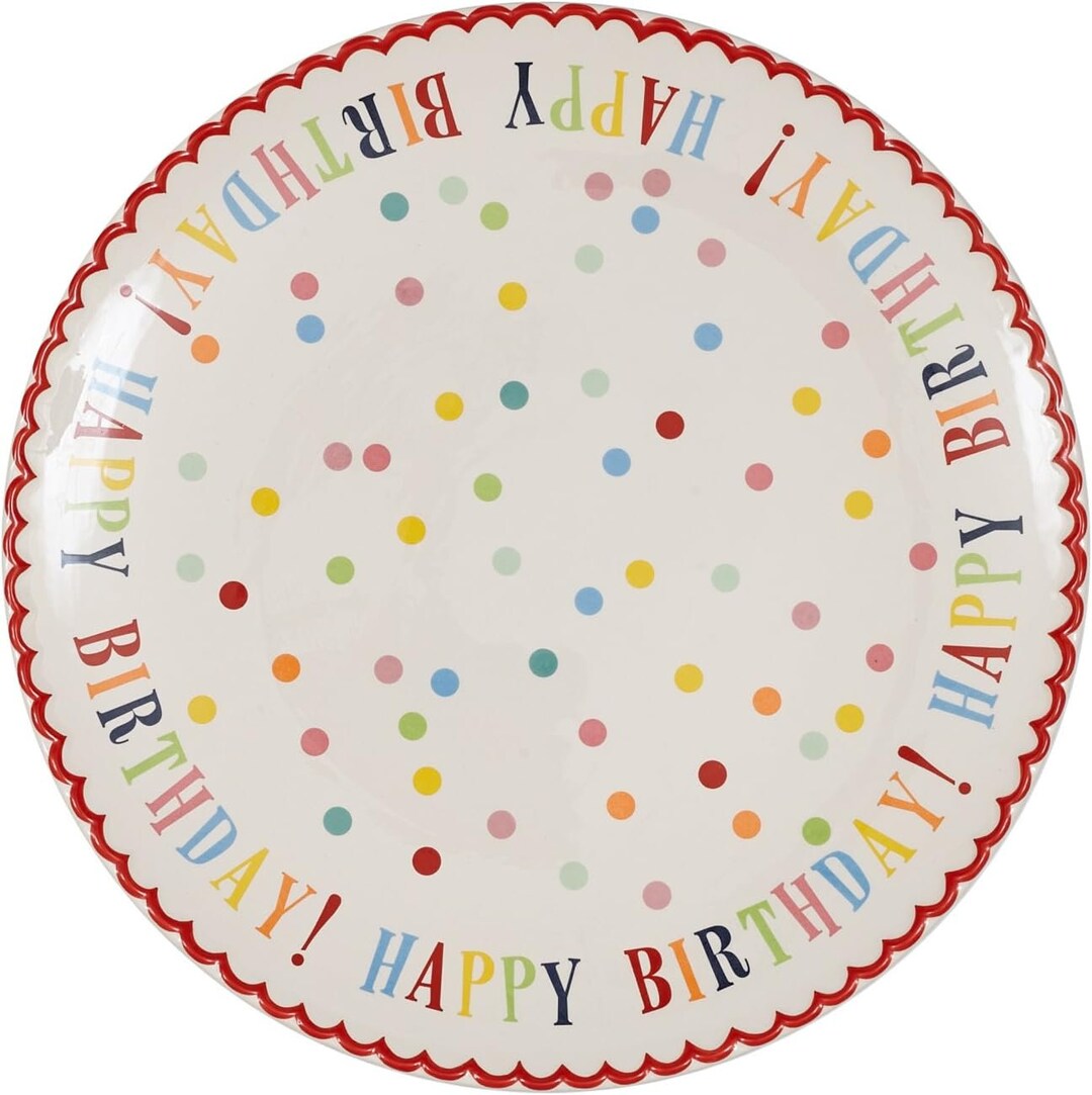 Happy Birthday Stoneware Cake Plate, White, 12 Inch Diameter - Etsy