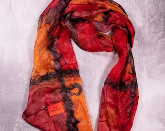 Handmade Red & Orange Silk Scarf