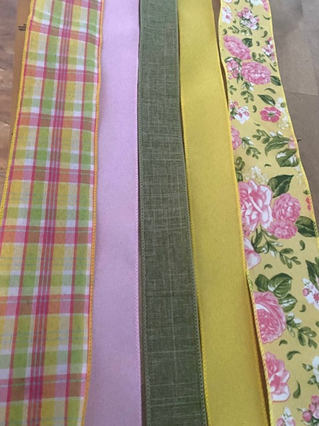 Spring and Summer Pink and Yellow Wreath Ribbon Bundles, Ribbons for ...