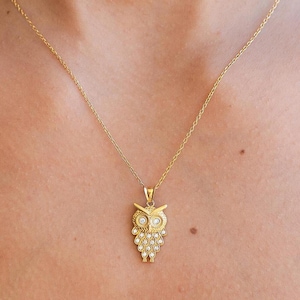 Sterling Silver Owl Pendant Necklace: Handmade Cubic Zirconia Jewelry