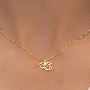 Handmade 14K Gold Plated Eye of Ra Necklace: 925 Sterling Silver