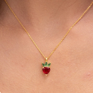 Strawberry Necklace, Strawberry Pendant, Fruit Necklace, Fruit Pendant, Fruit Jewelry, Strawberry Jewelry, Berry Necklace, Berry Pendant