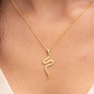 14K Gold Plated Snake Pendant: 925 Sterling Silver Serpent Necklace