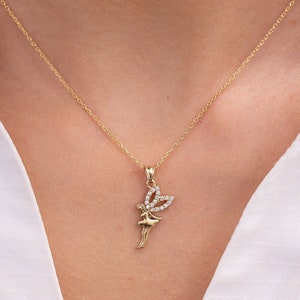 Fairy Necklace, Fairy Pendant, Tinker bell Necklace, Fairy Jewelry, Mystical Necklace, 14K Gold Plated, 925 Silver, Gift for Her
