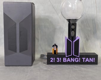 BTS ARMY Bomb Light Stick Stand with Photo Card & Battery Pack Holder | Kpop Lightstick Display | BTS Merch Organizer Gift