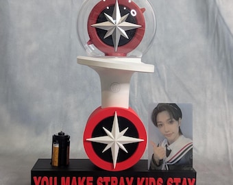 Stray Kids V2 Lightstick Stand with Photo Card Slot & Battery Pack Holder | Kpop Lightstick Display Stand for SKZ Fans